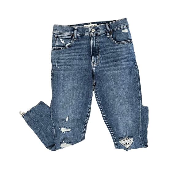 Abercrombie & Fitch Super Skinny Ankle High-Rise Distressed Jeans SZ 29/8 Short - Picture 2 of 12